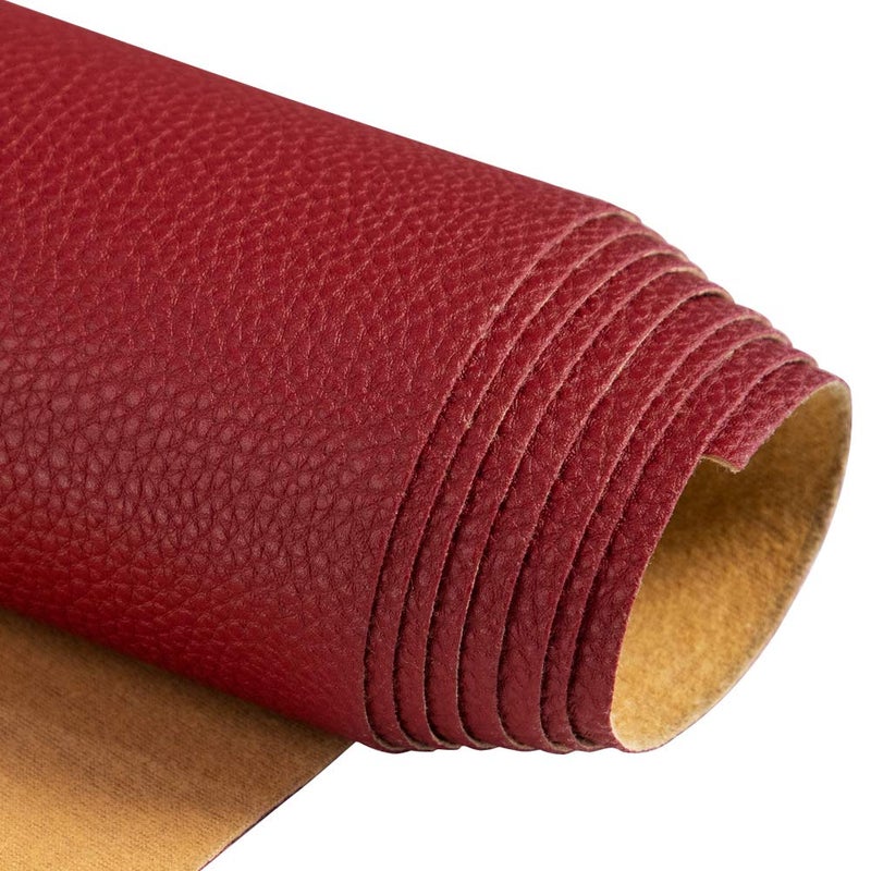 TORRAMI Soft Synthetic PU Fabric Material Faux Leather Sheets 2 Yards 54" x 72", 0.95mm Thick for Upholstery, DIY Crafts,Pebbled Pattern Burgundy - Image 1